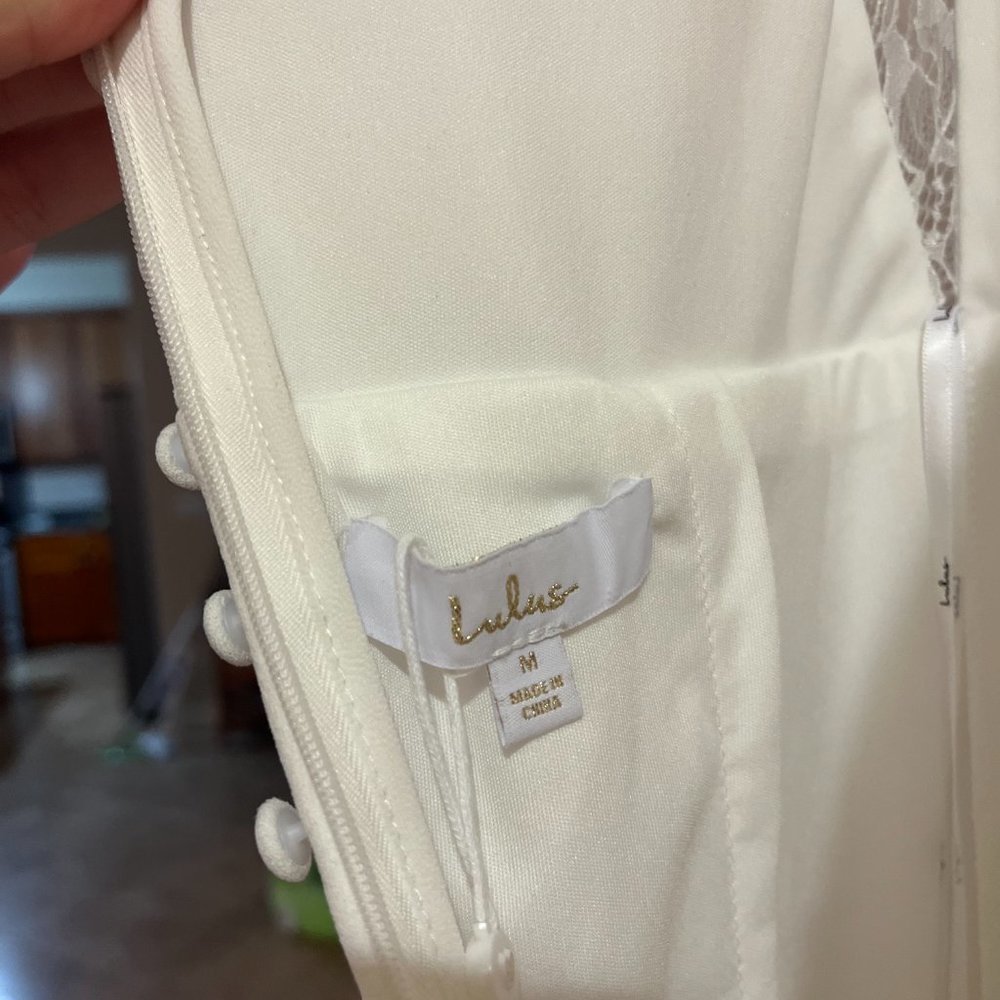 Lulu's Long-Lasting Love Ivory Lace V-Neck Mermaid Dress - Picture 11 of 15